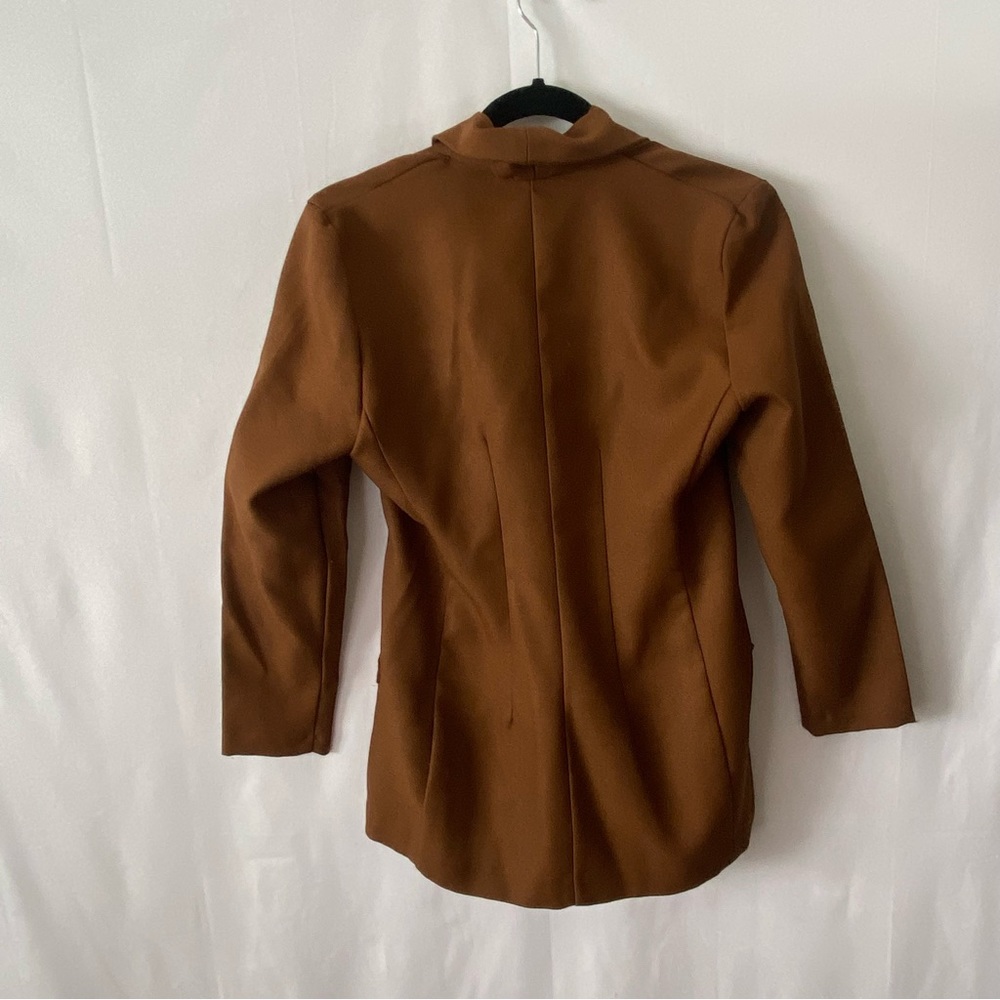 Vintage 80s brown button up blazer jacket coat Jennifer James - Picture 6 of 6
